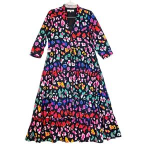 Crosby‎ Mollie Burch Party Animal Tiered Maxi Dress Vibrant Colorful V-Neck Boho